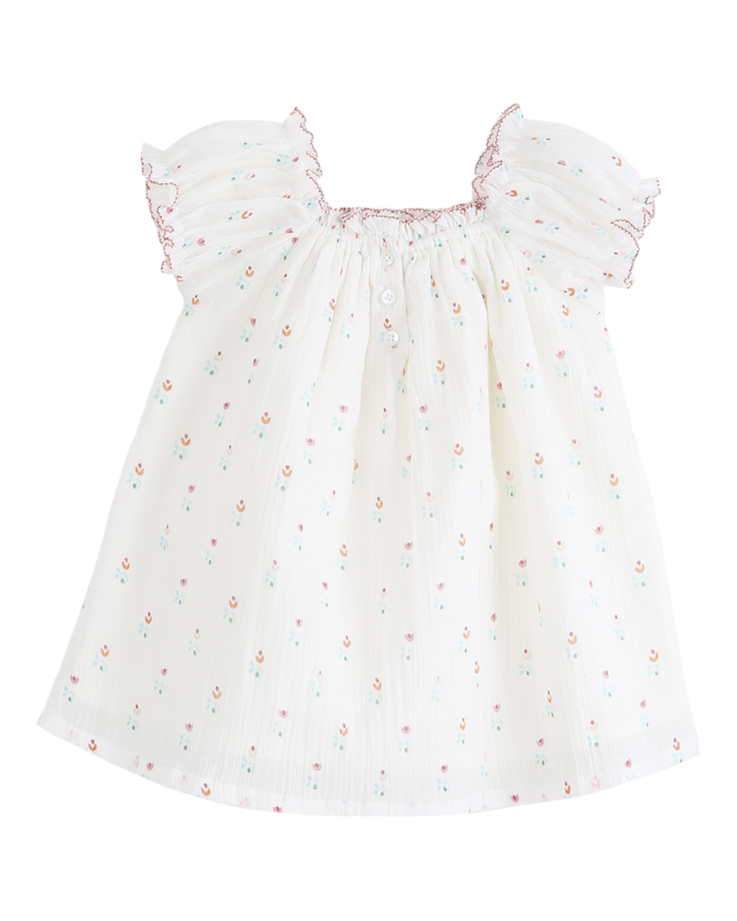 Robe bébé tulipes écru
