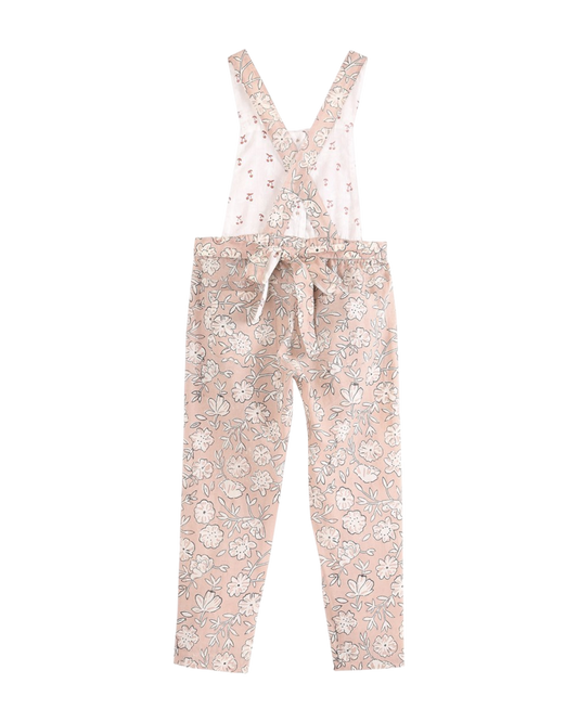 Salopette à fleurs rose