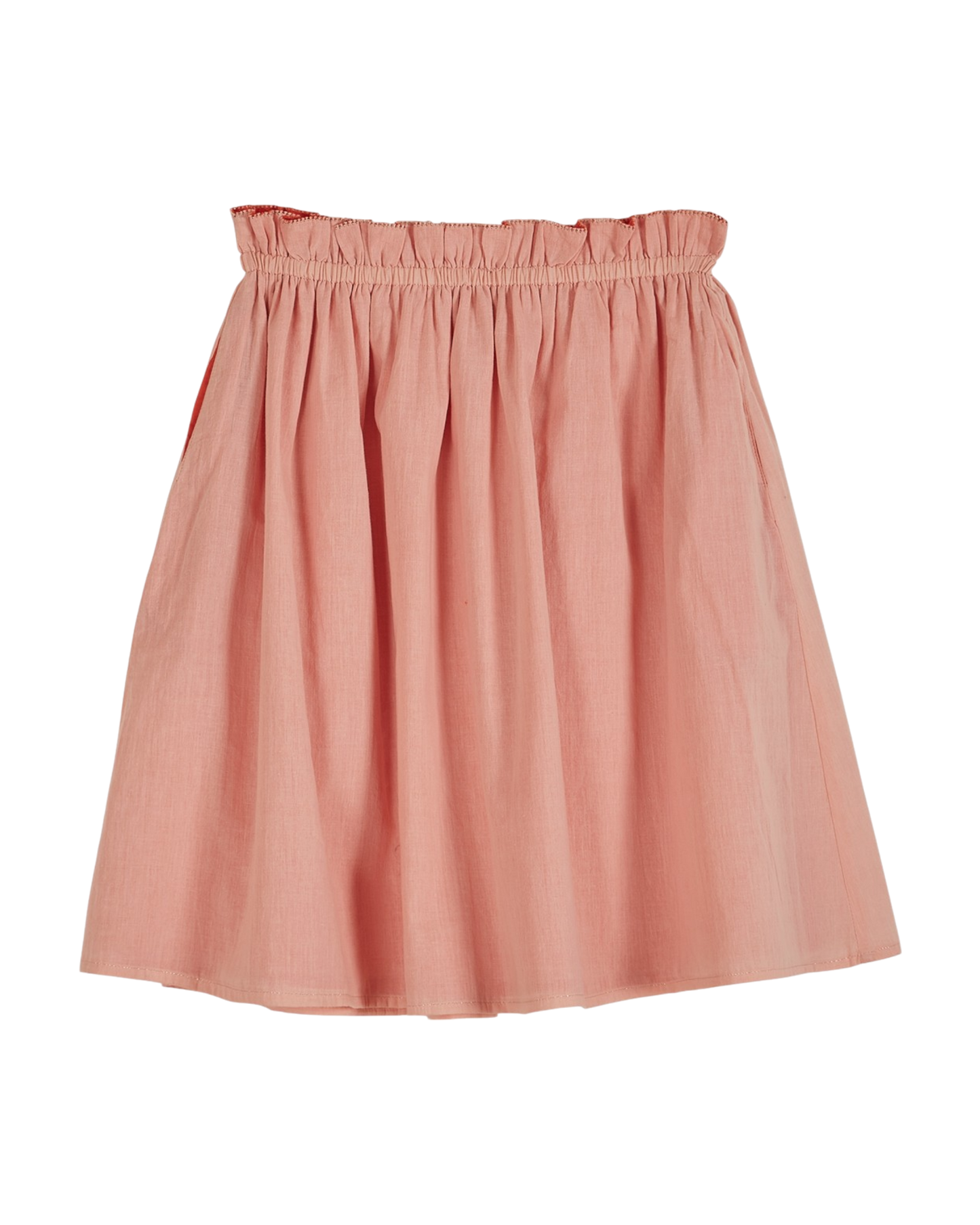 Jupe réversible voile de coton rose et rouge