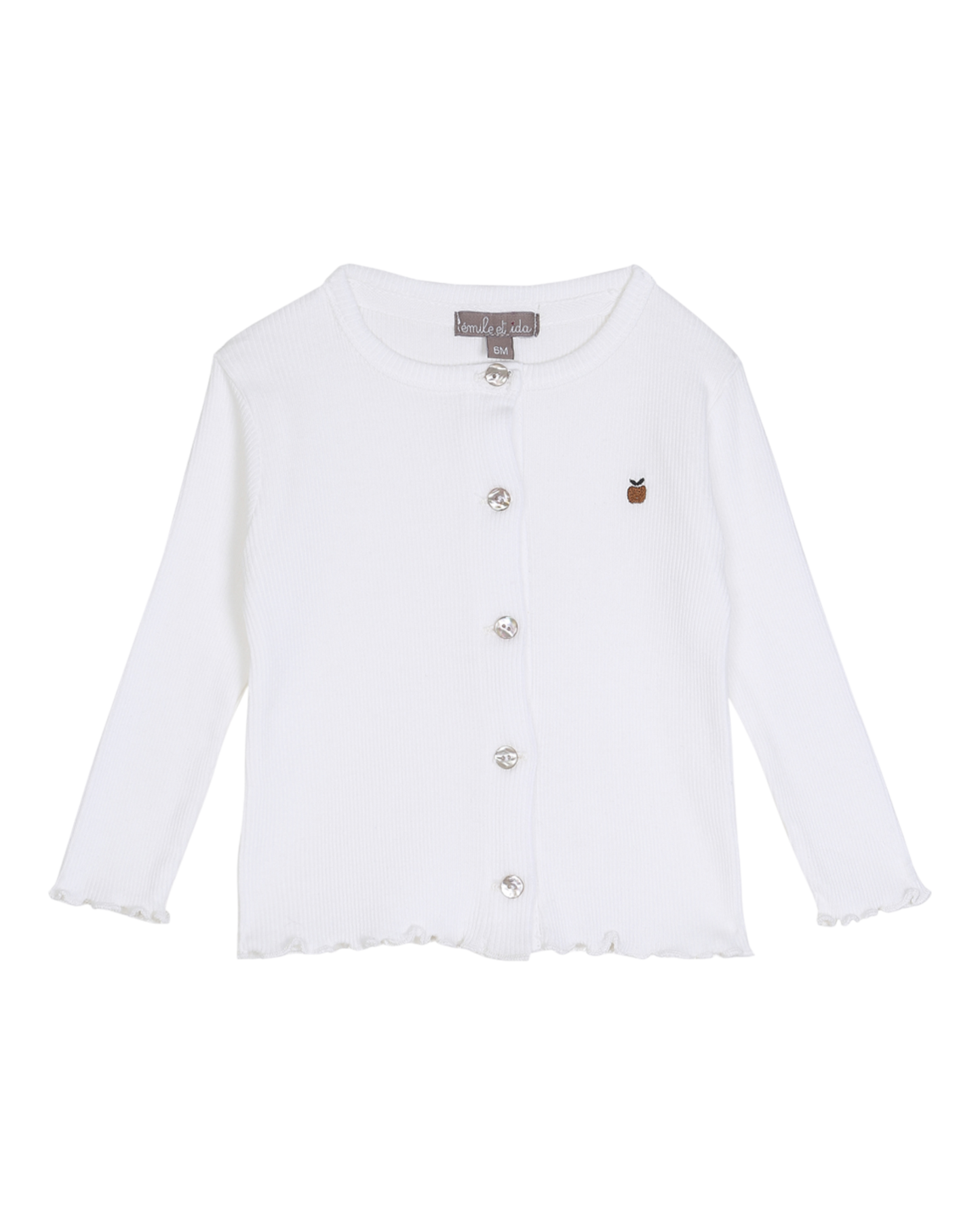 Cardigan bébé en côtes coton bio écru