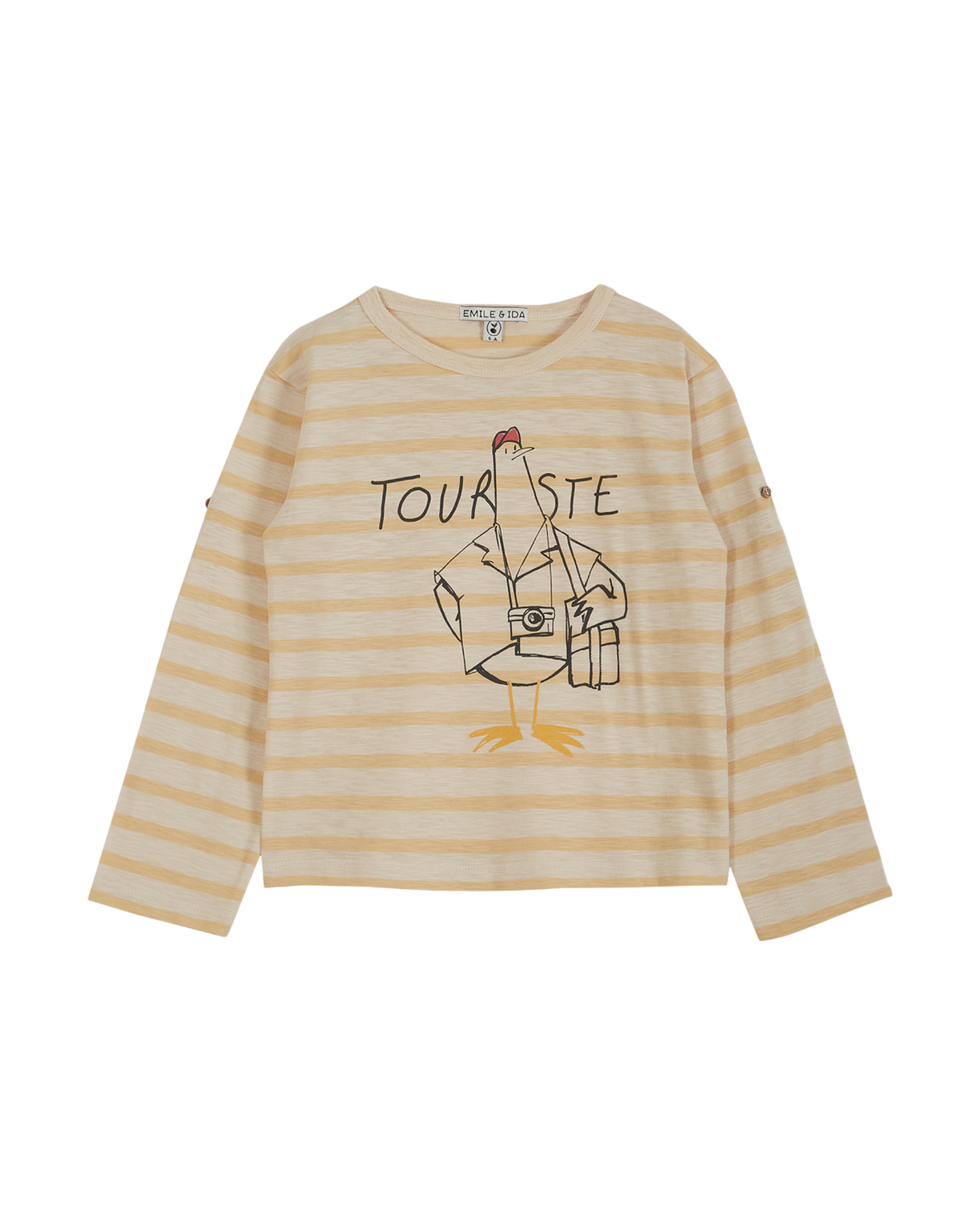 T-shirt coton bio rayé vanille
