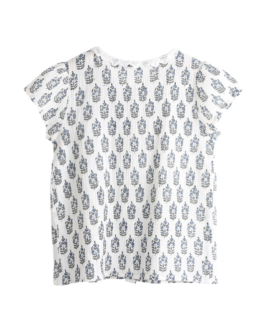 Blouse à fleurs jacinthe écru