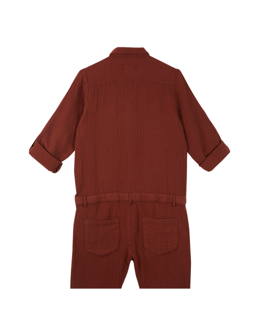 Combinaison gaze de coton brun