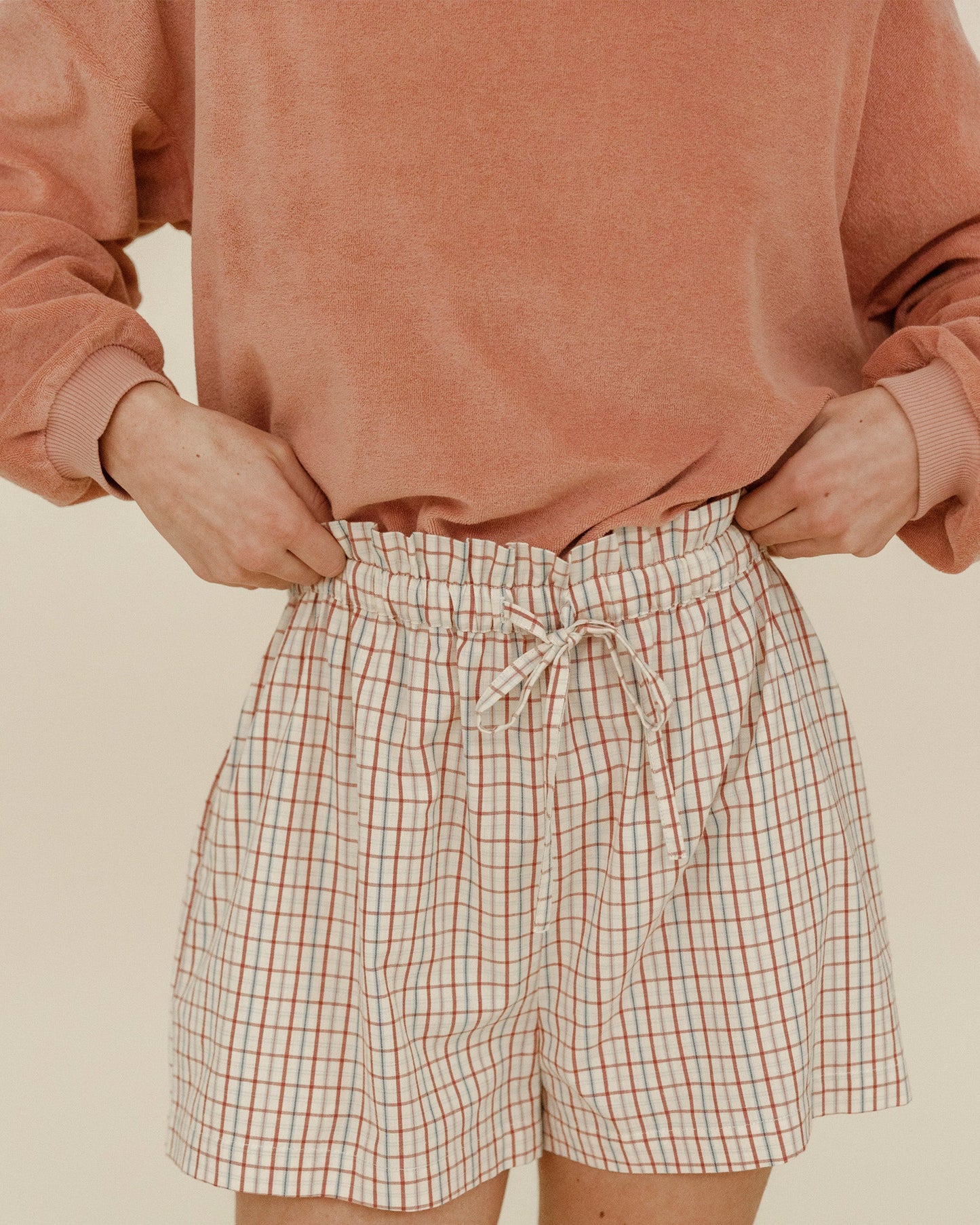 Short ample carreaux vanille