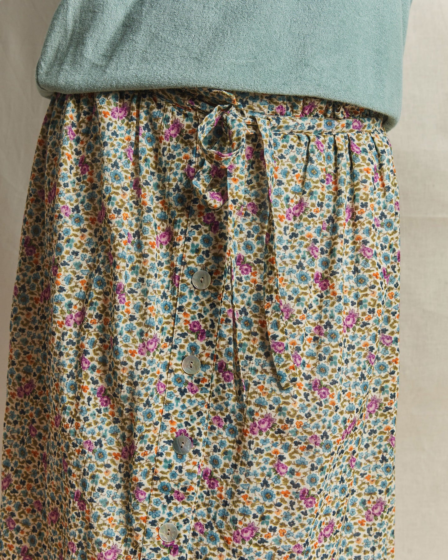 Jupe voile de coton feuillette