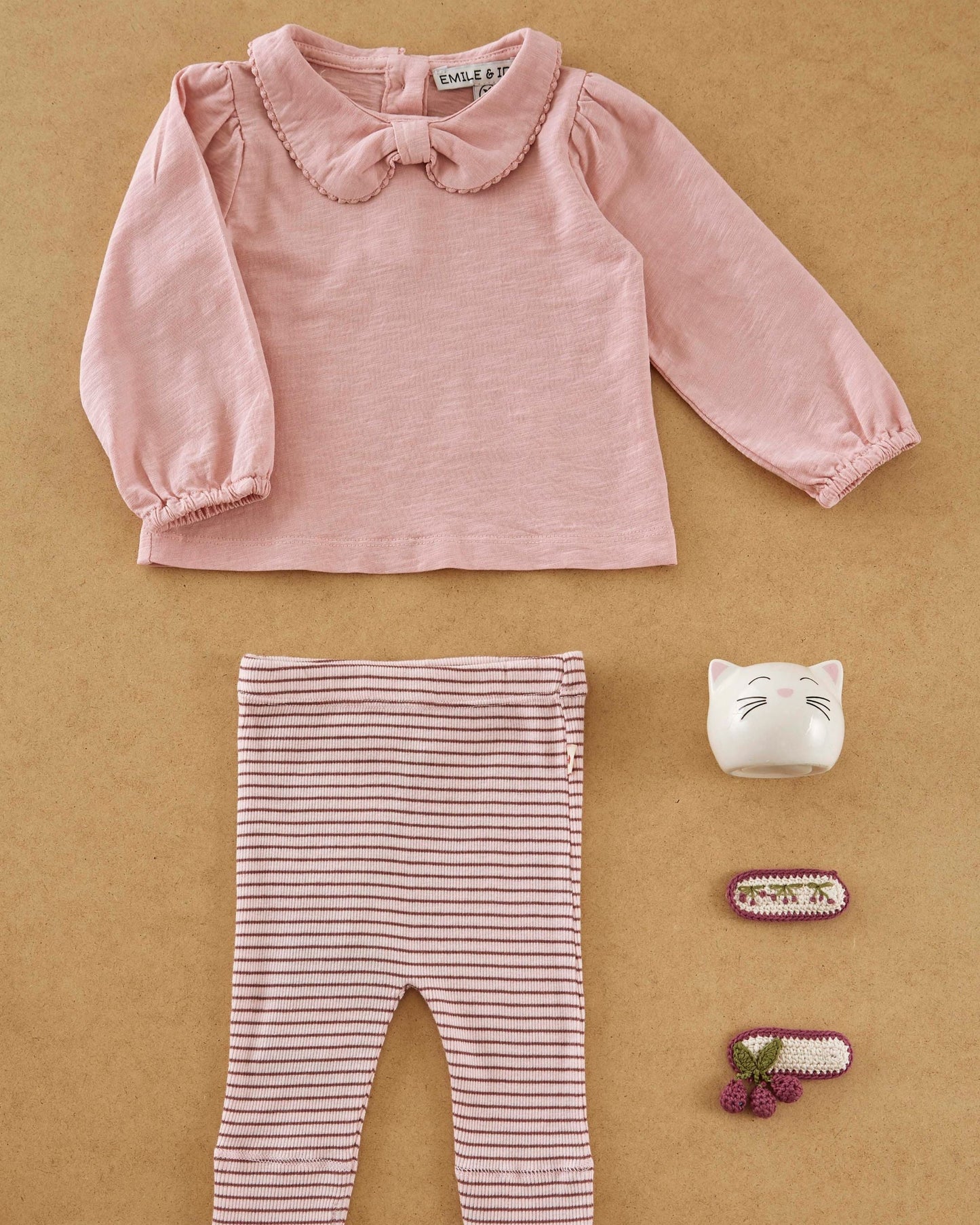 Legging à rayures coton bio rose