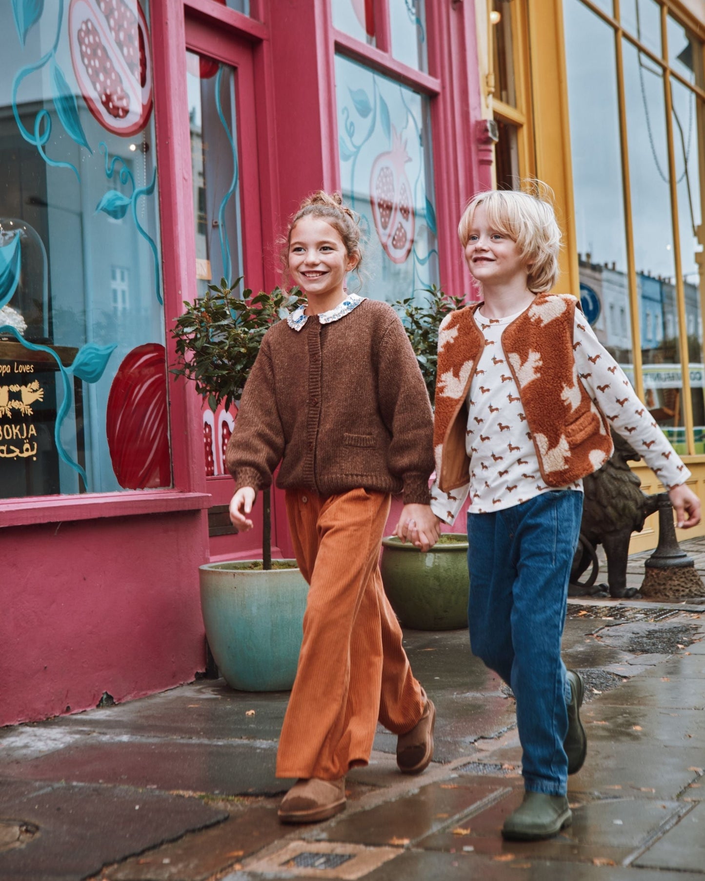 Veste sans manches enfant - Sherpa écureuils marron