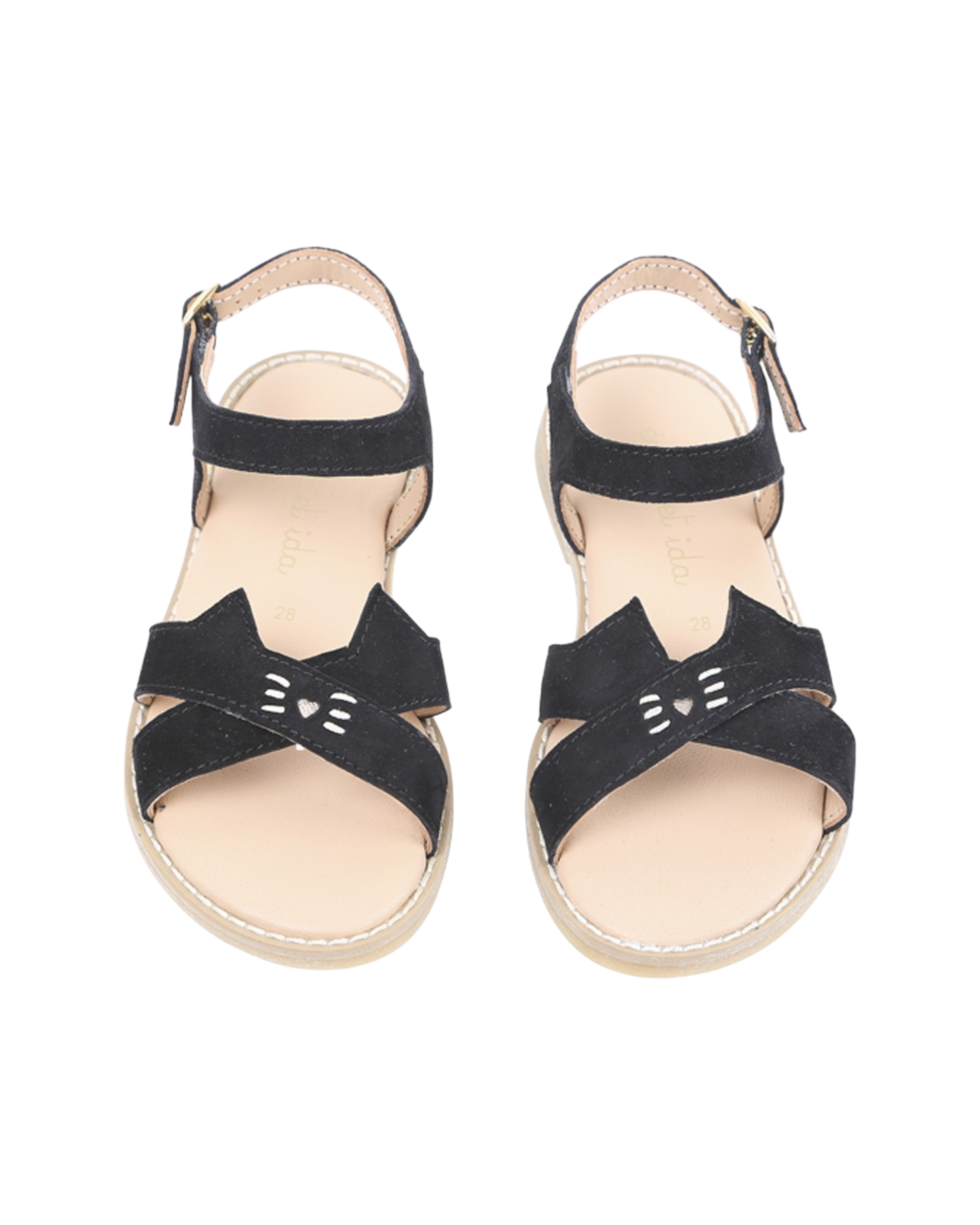 Sandales en cuir chaton noir