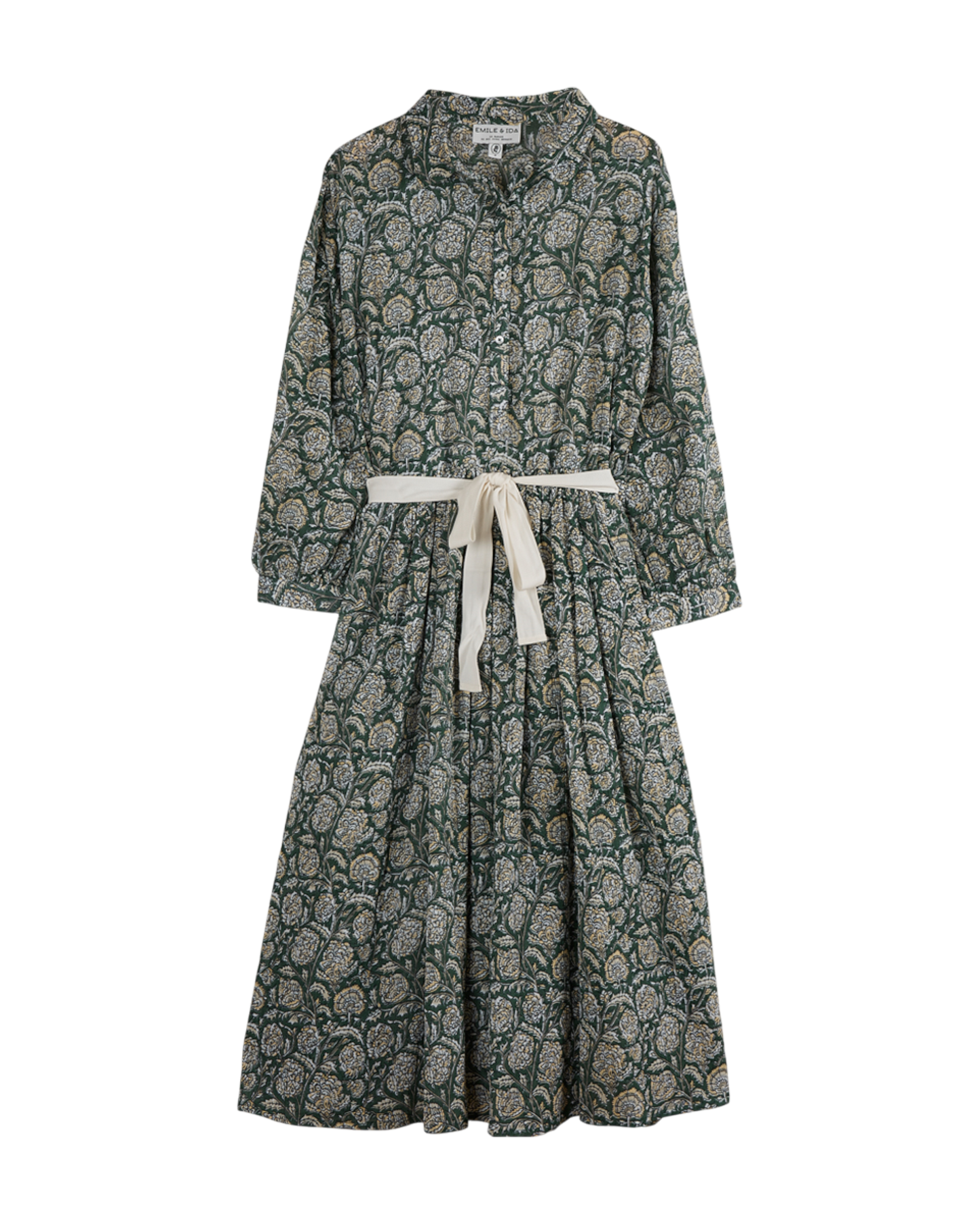 Robe longue camélia vert