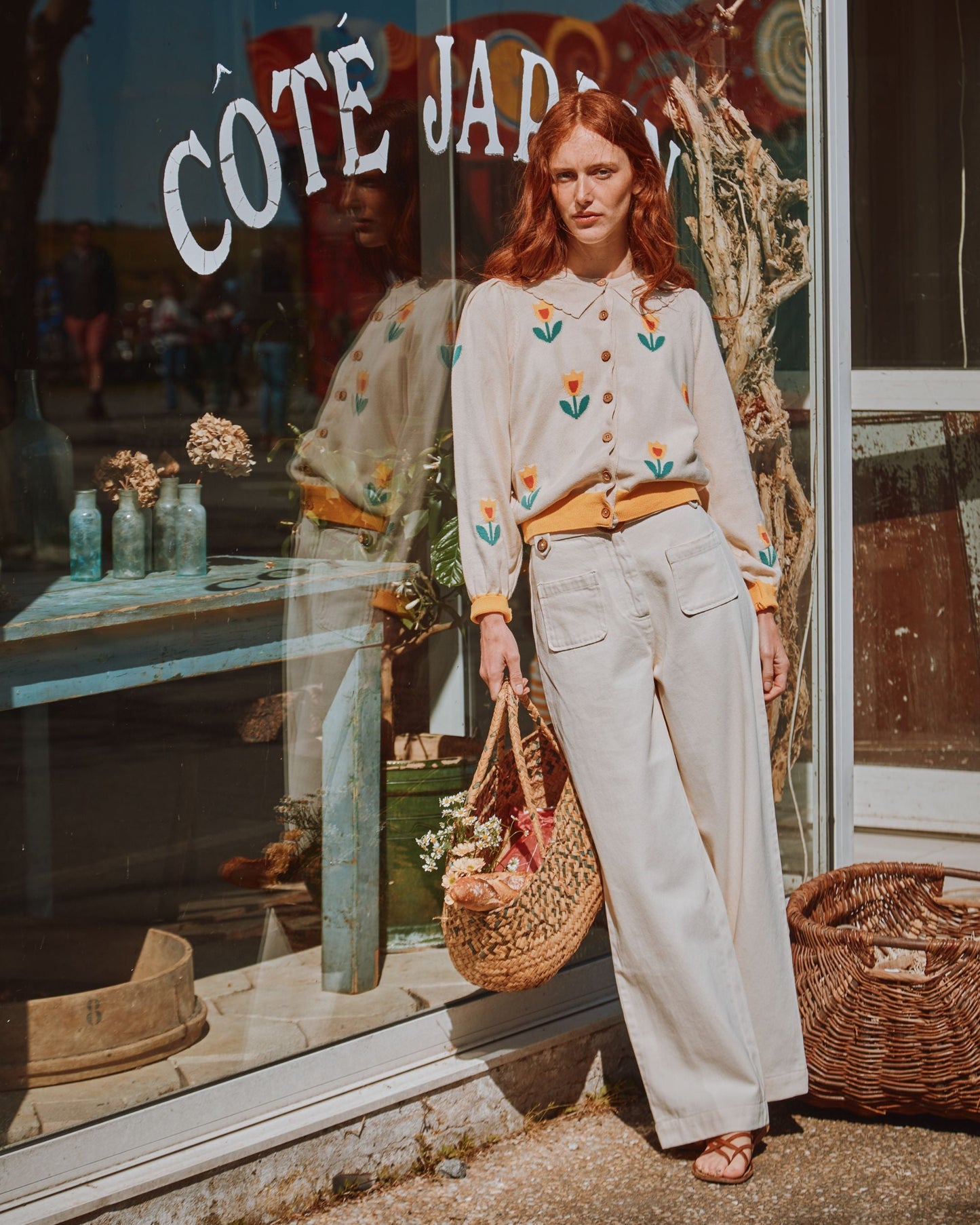 Cardigan tulipe coton bio écru