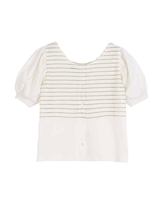 T-shirt marinière coton bio rayures écru