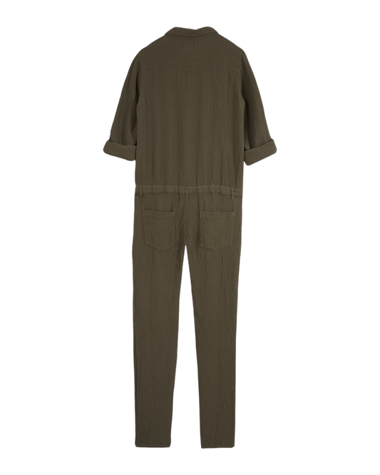 Combinaison double gaze de coton kaki