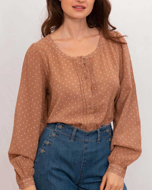 Blouse crépon de coton terracotta