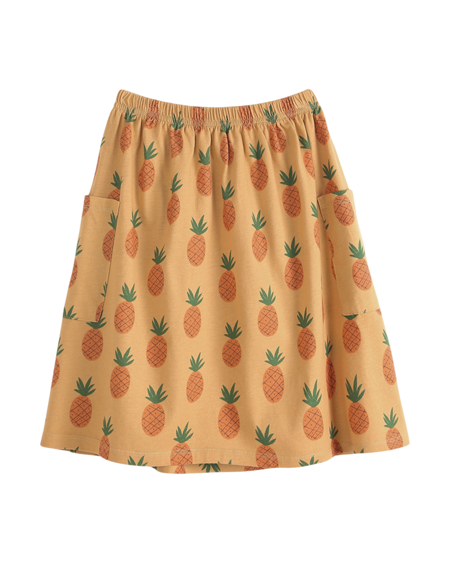 Jupe mi-longue coton bio ananas canelle