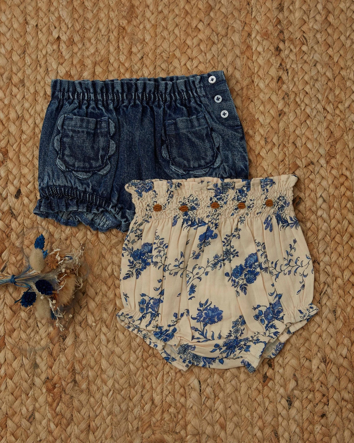 Bloomer - Poches fleurs denim