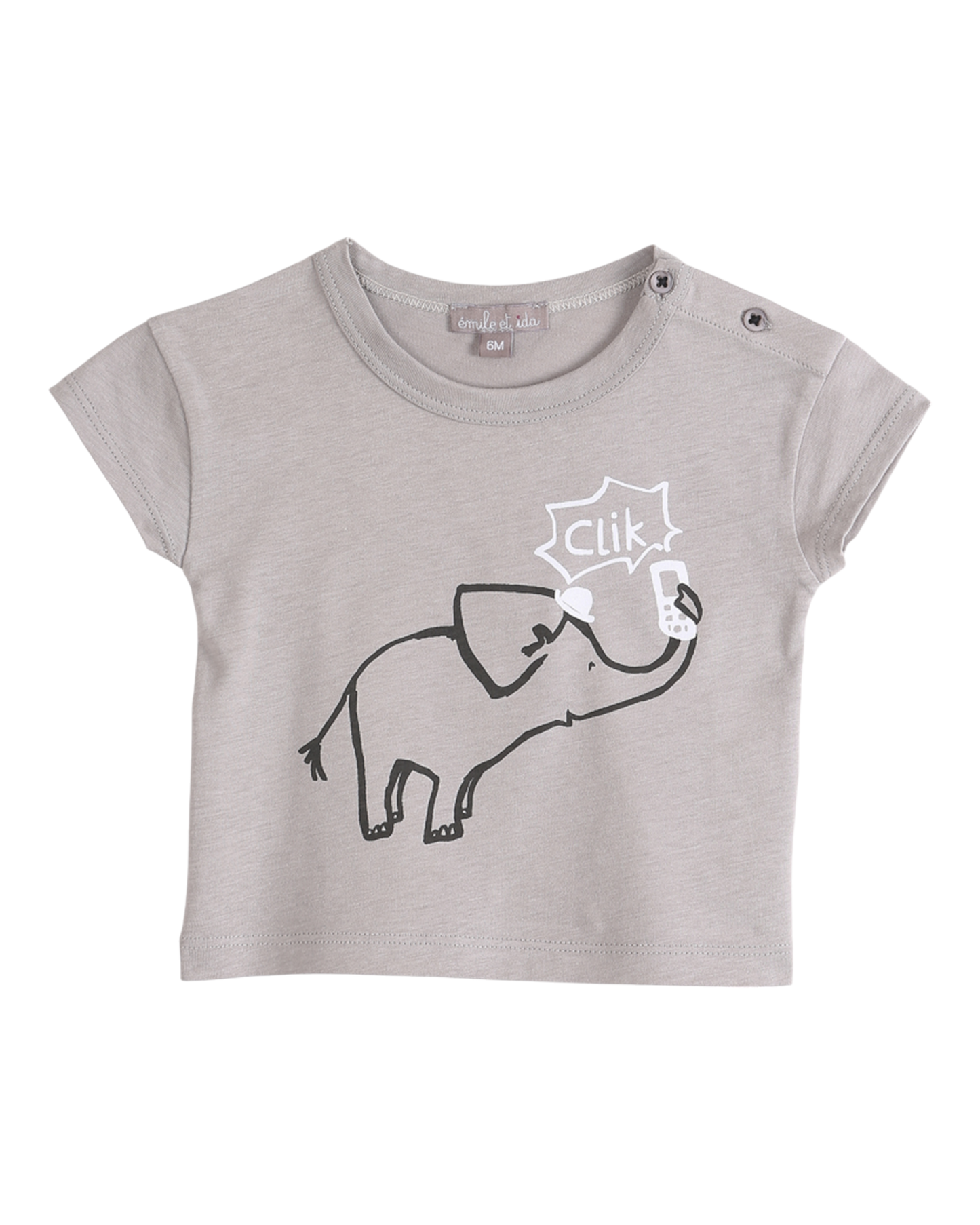 T-shirt bébé éléphant argile