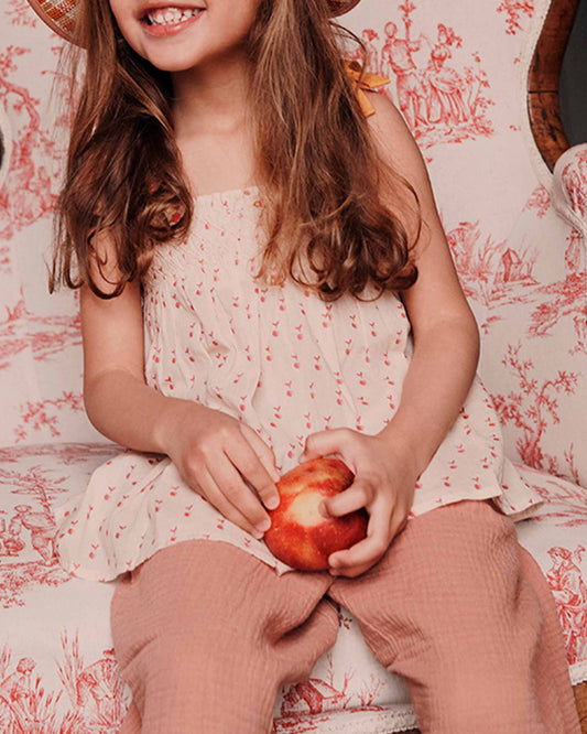 Top smocké voile de coton reinette écru