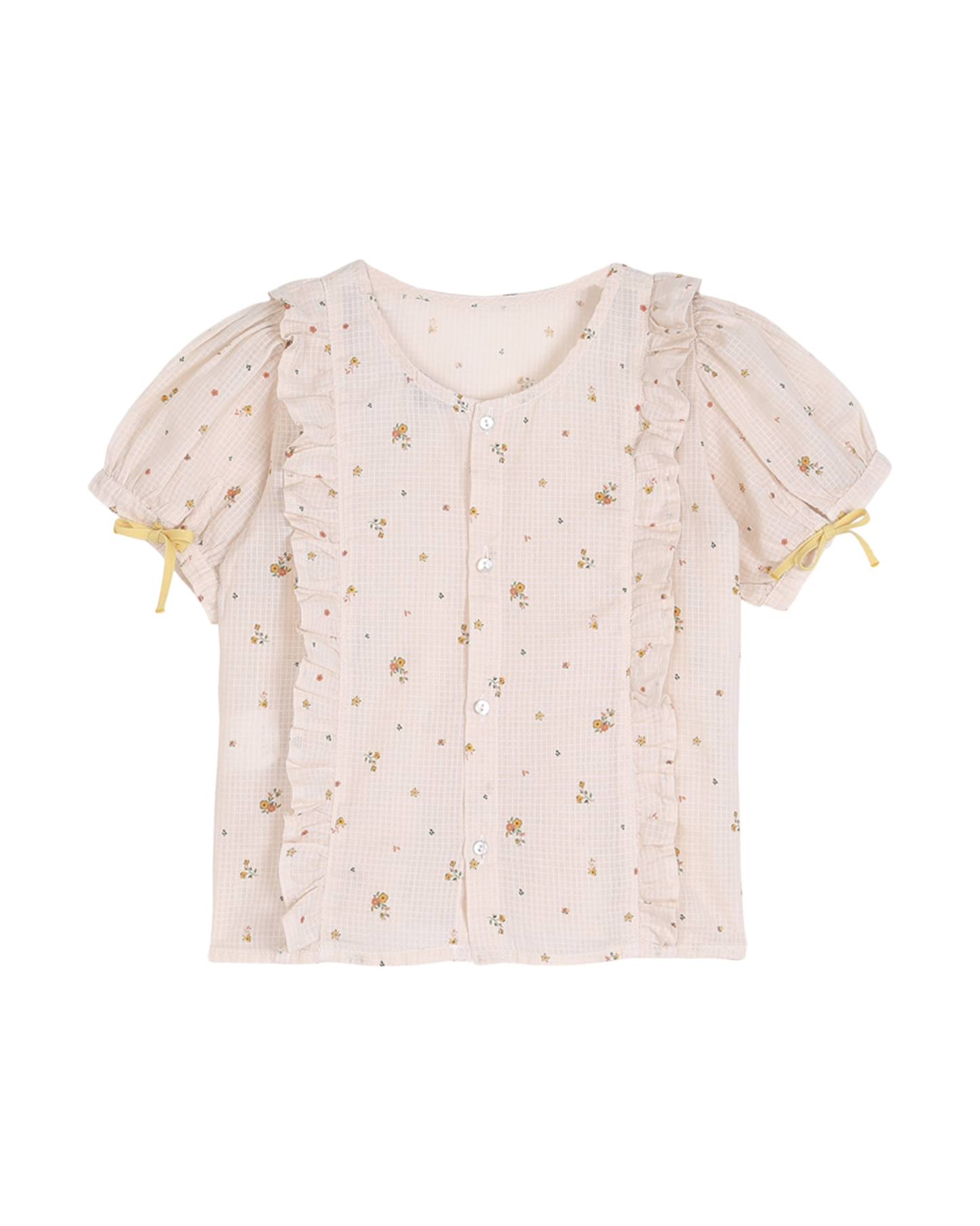 Blouse volantée à fleurs écru