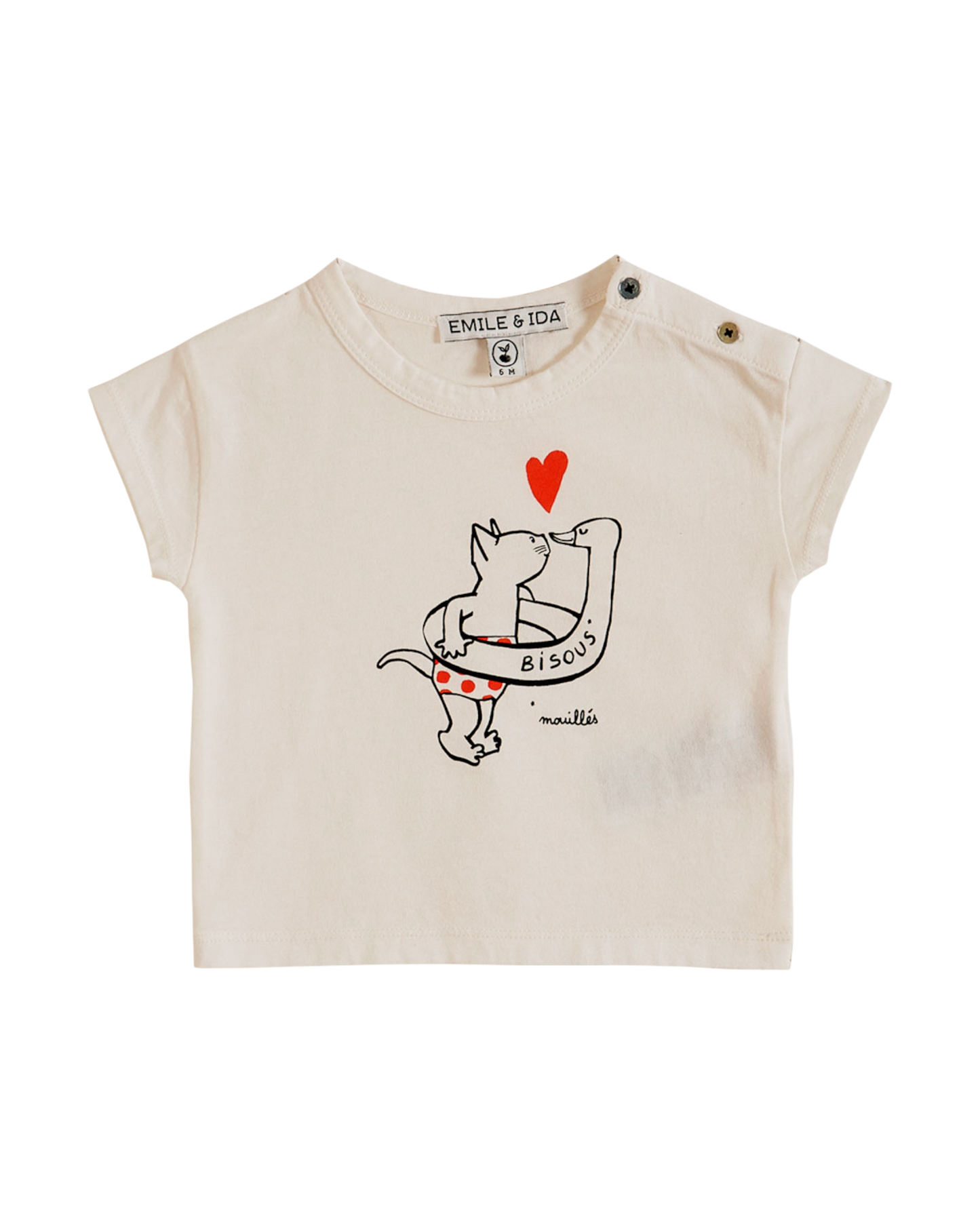 T-shirt imprimé chat coton blanc