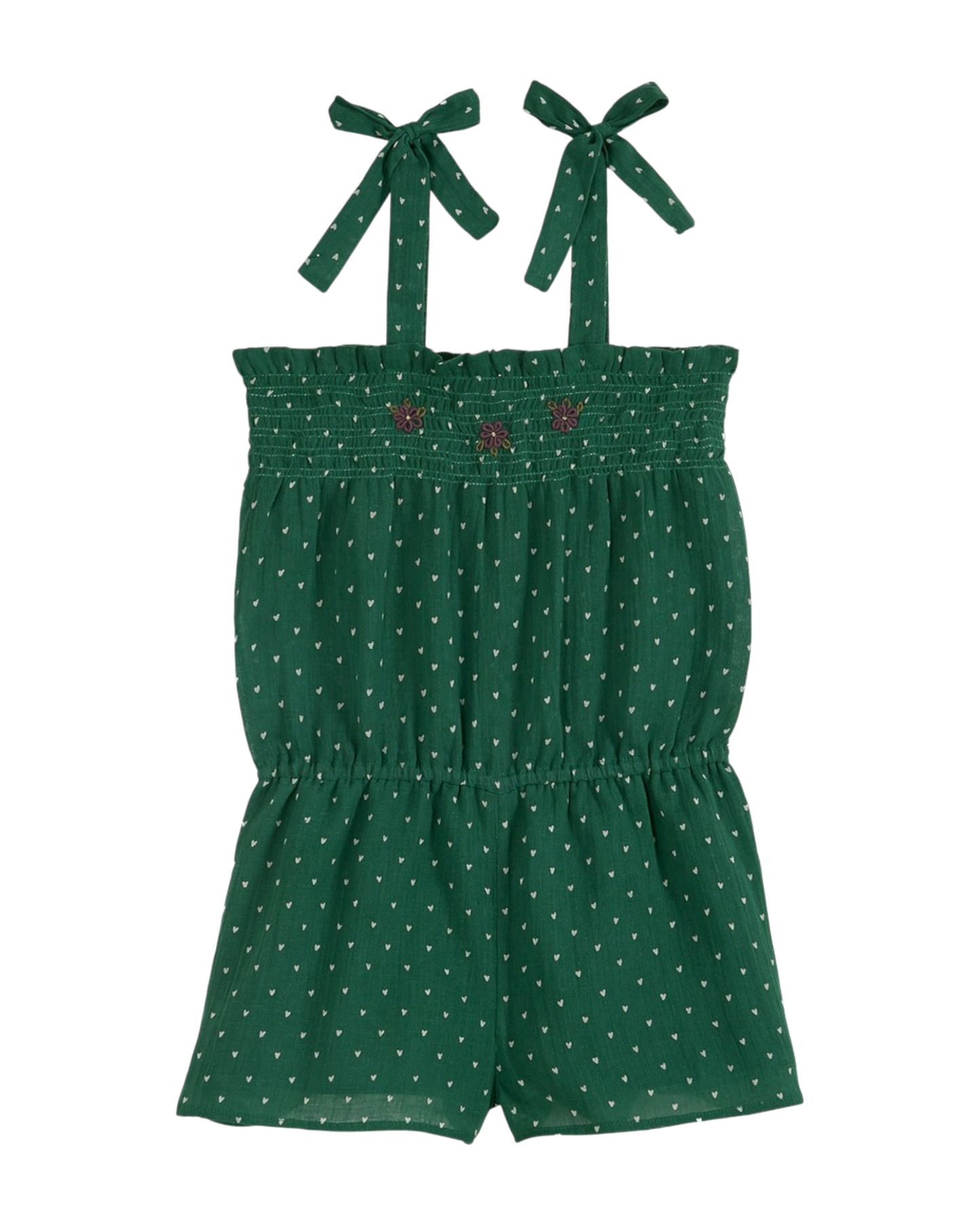 Combishort à bretelles voile de coton vert