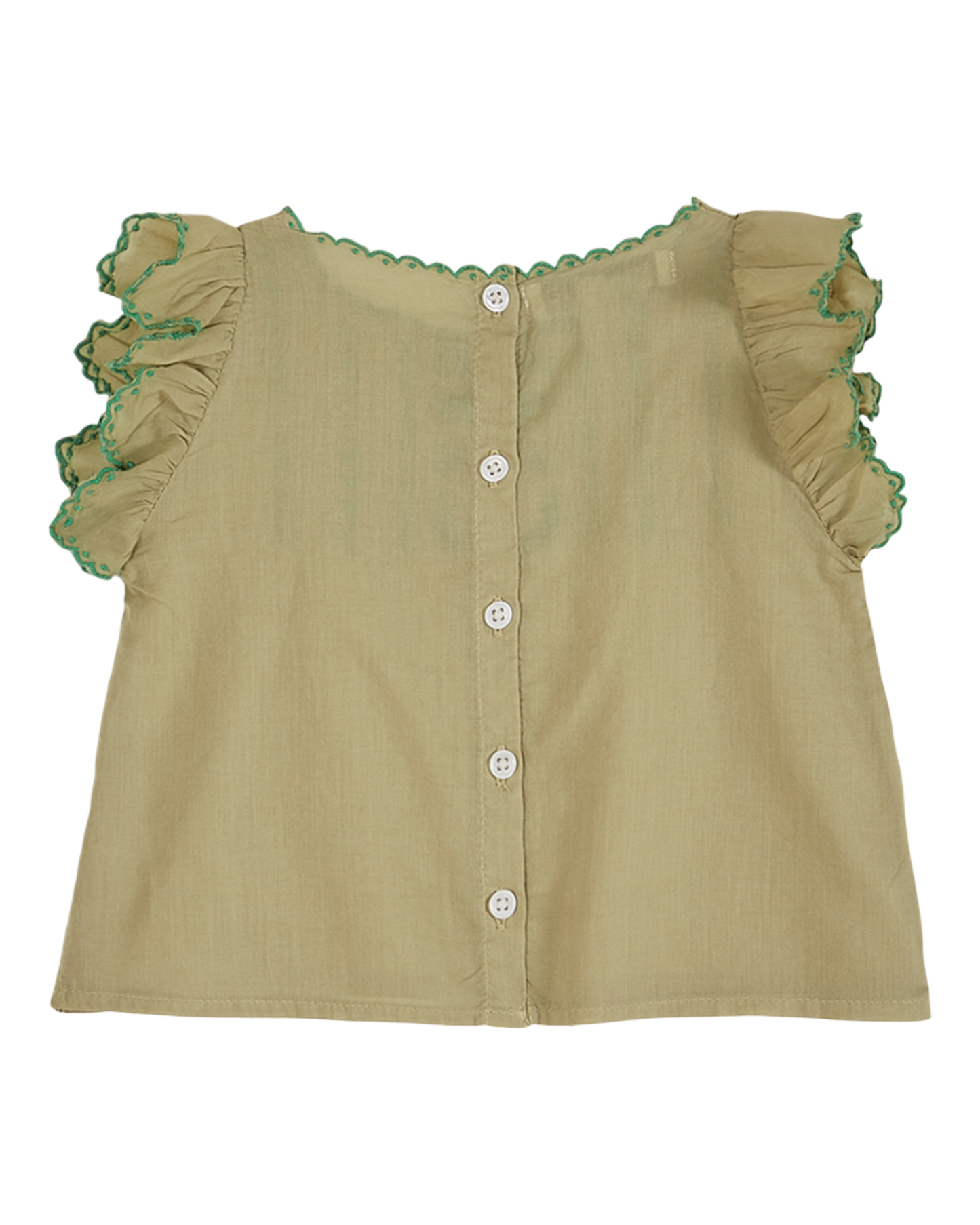 Blouse brodée voile de coton pistache