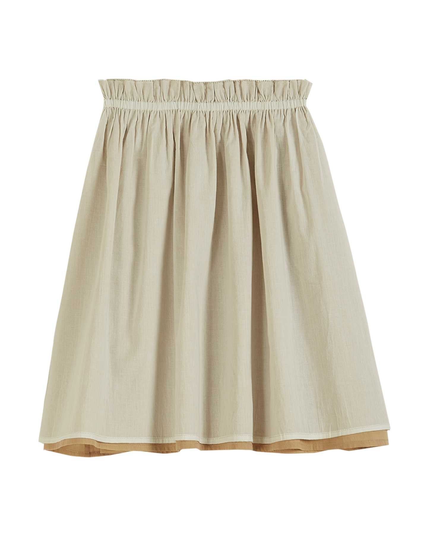 Jupe réversible voile de coton beige et écru