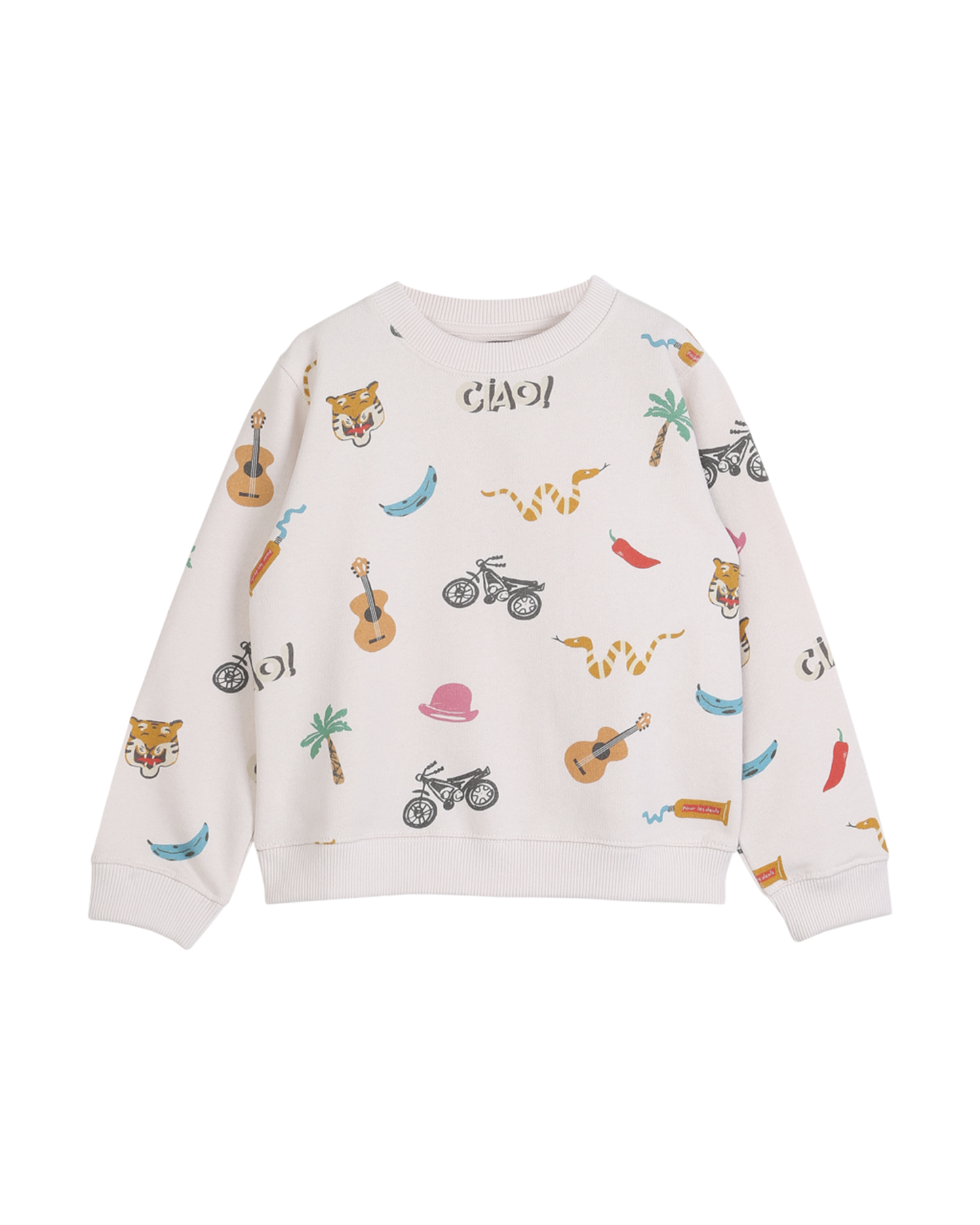 Sweat coton bio à motifs écru