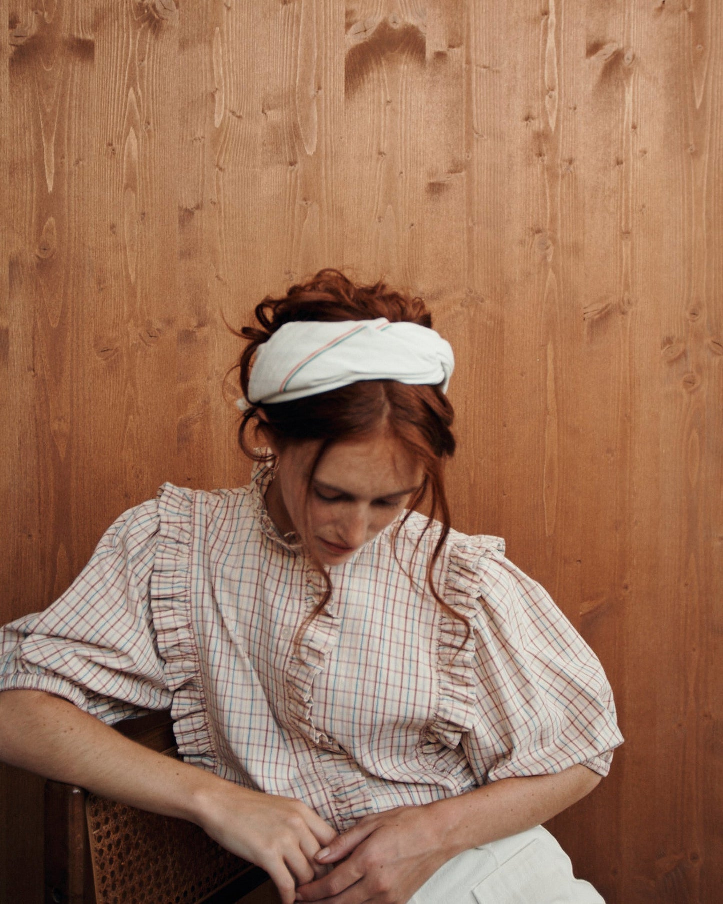 Blouse carreaux vanille