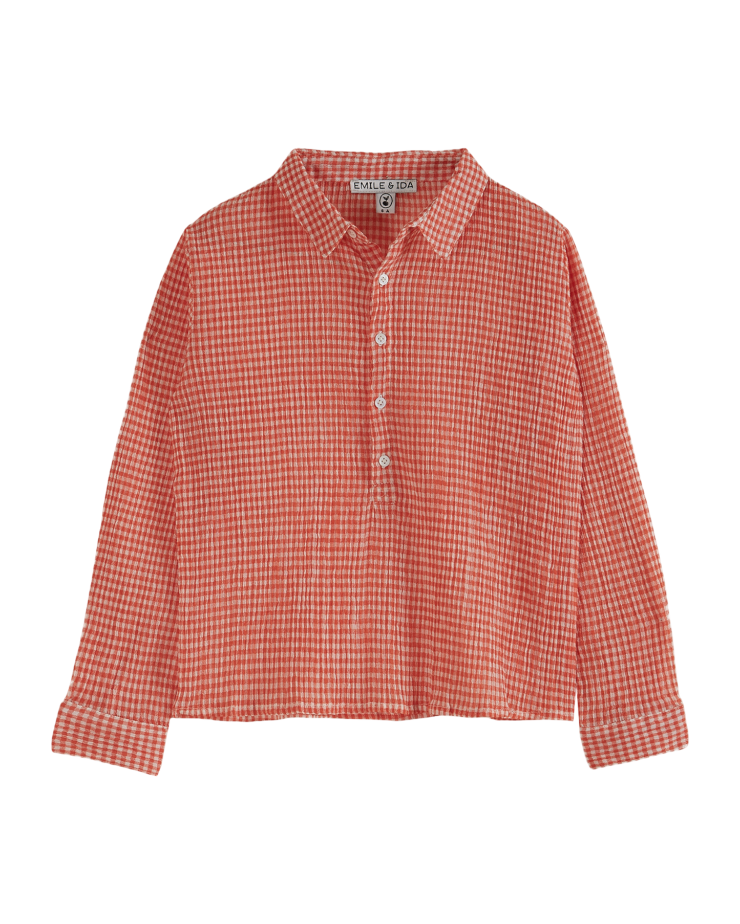 Kurta coton créponné vichy rouge