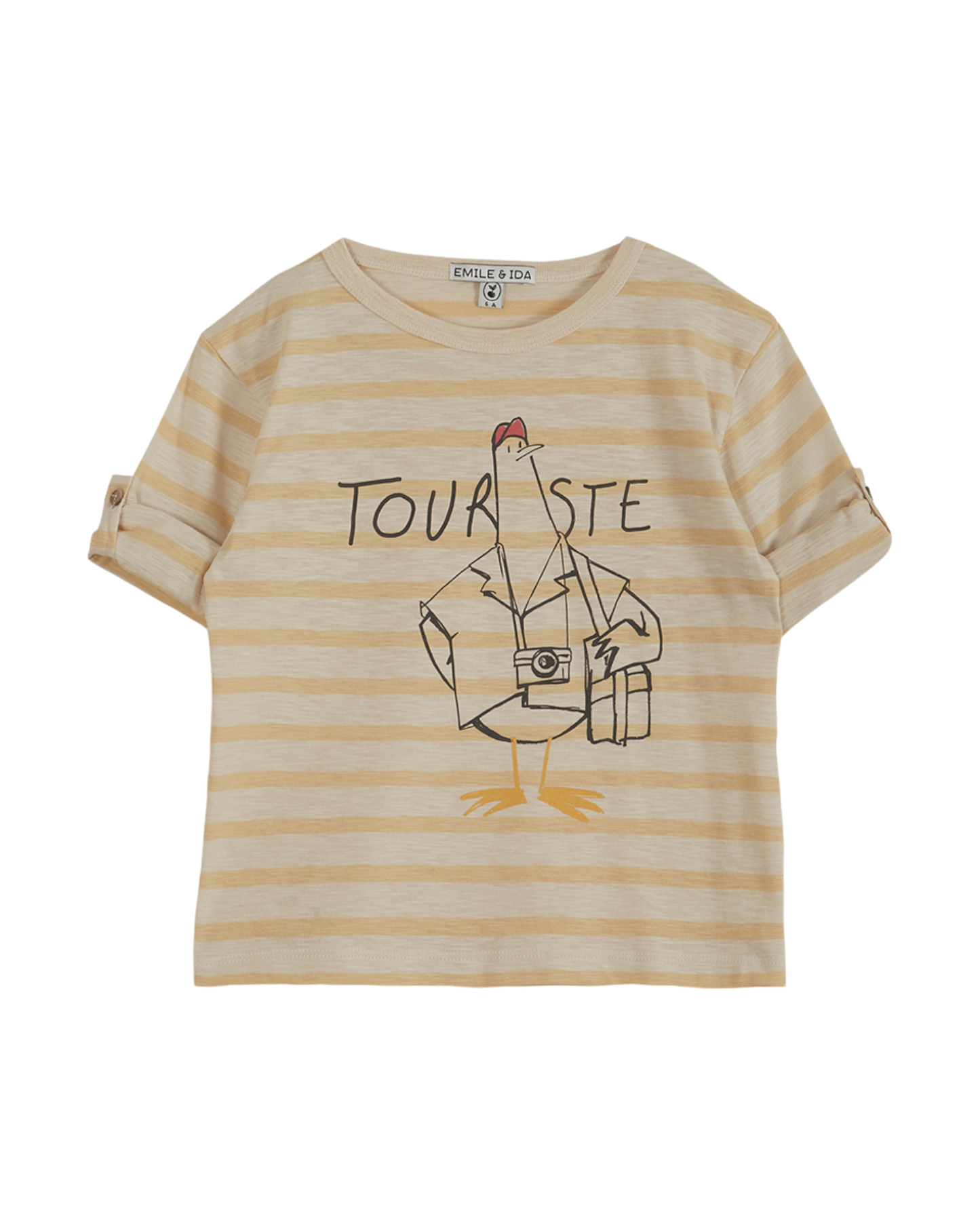 T-shirt coton bio rayé vanille