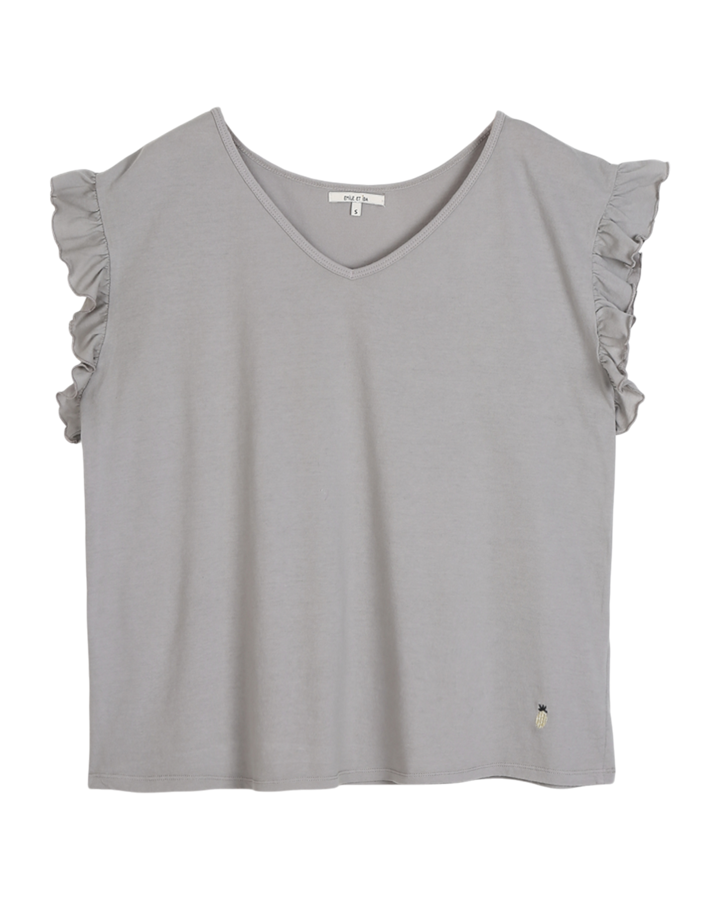 T-shirt à manches volantées argile