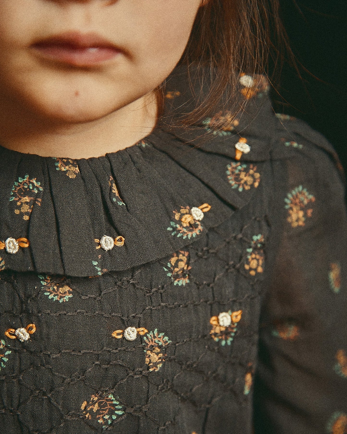 Robe à étages coton bitume groseille