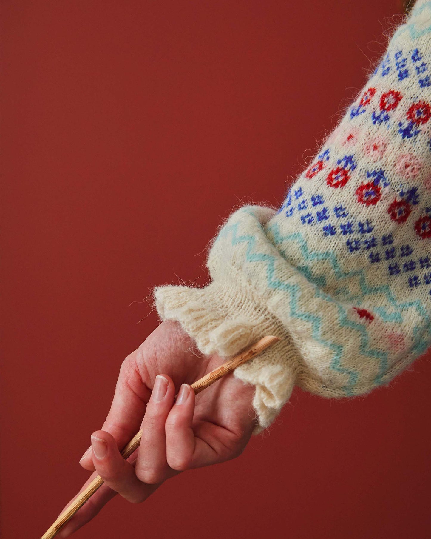 Pull femme jacquard écru