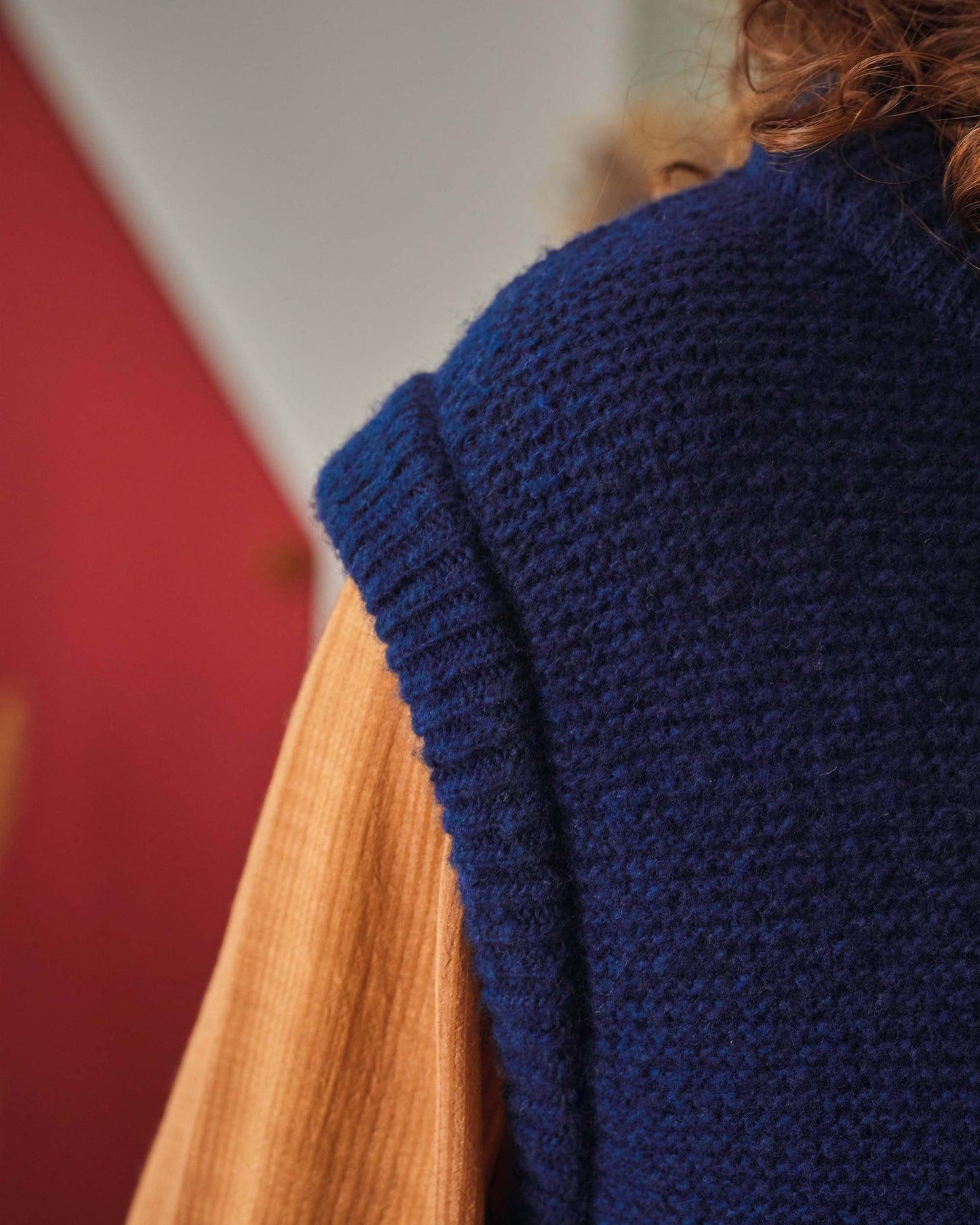Pull sans manches laine recyclée bleu marine