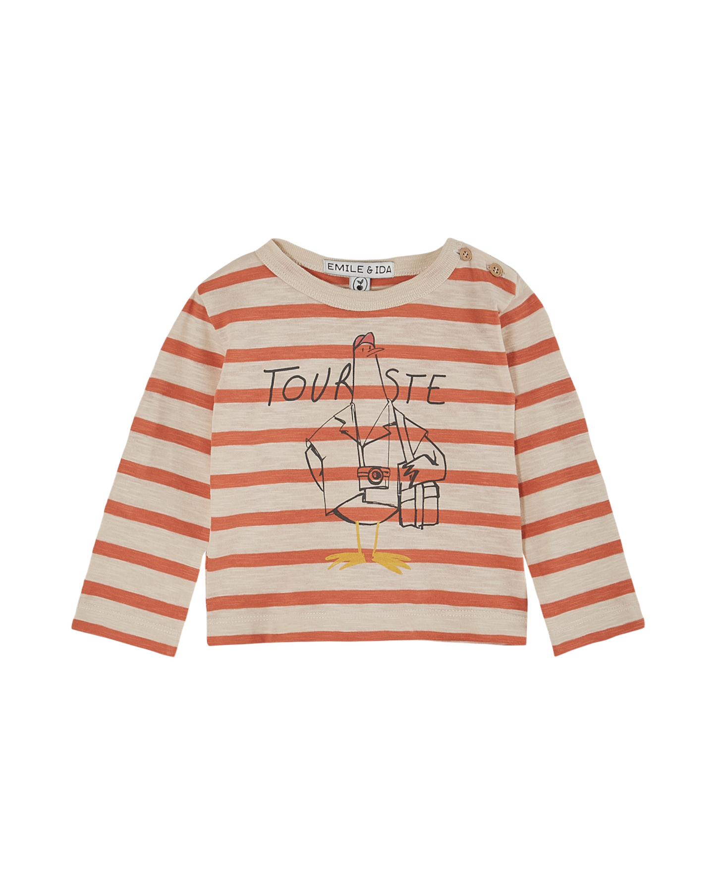 T-shirt coton bio rayé orange