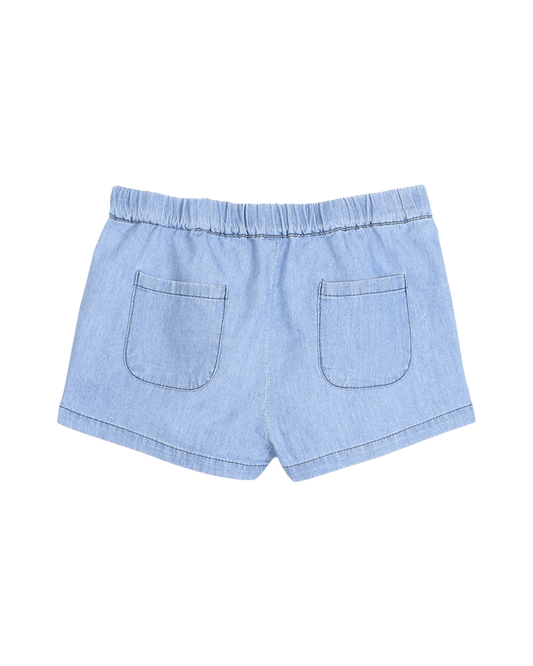 Short fille en chambray