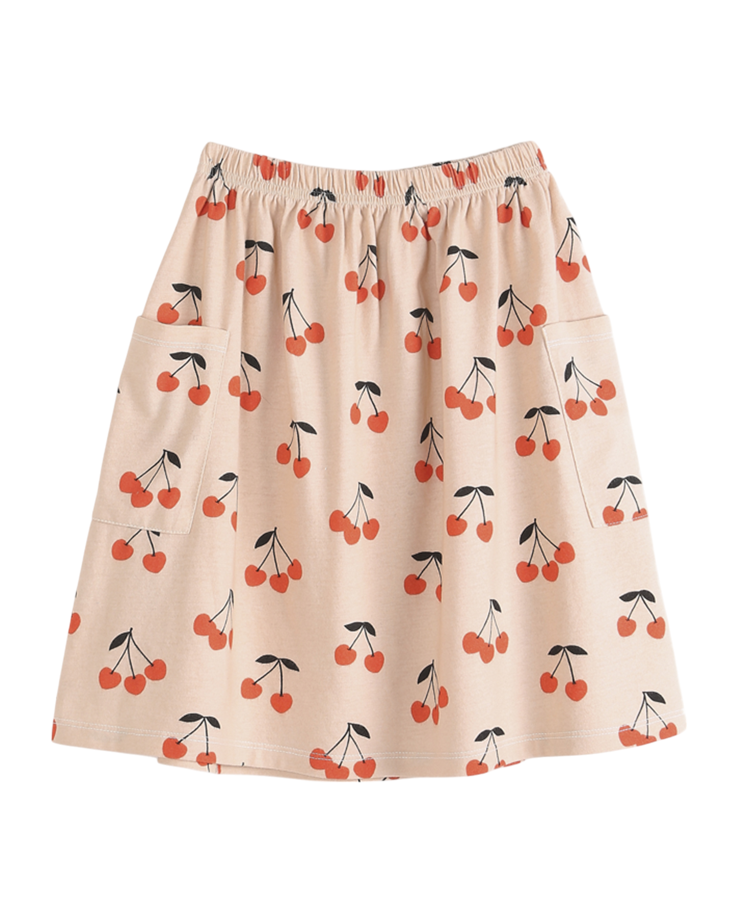 Jupe mi-longue coton bio cerises crème