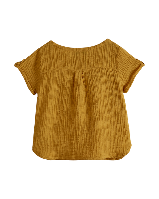 Kurta double gaze de coton jaune