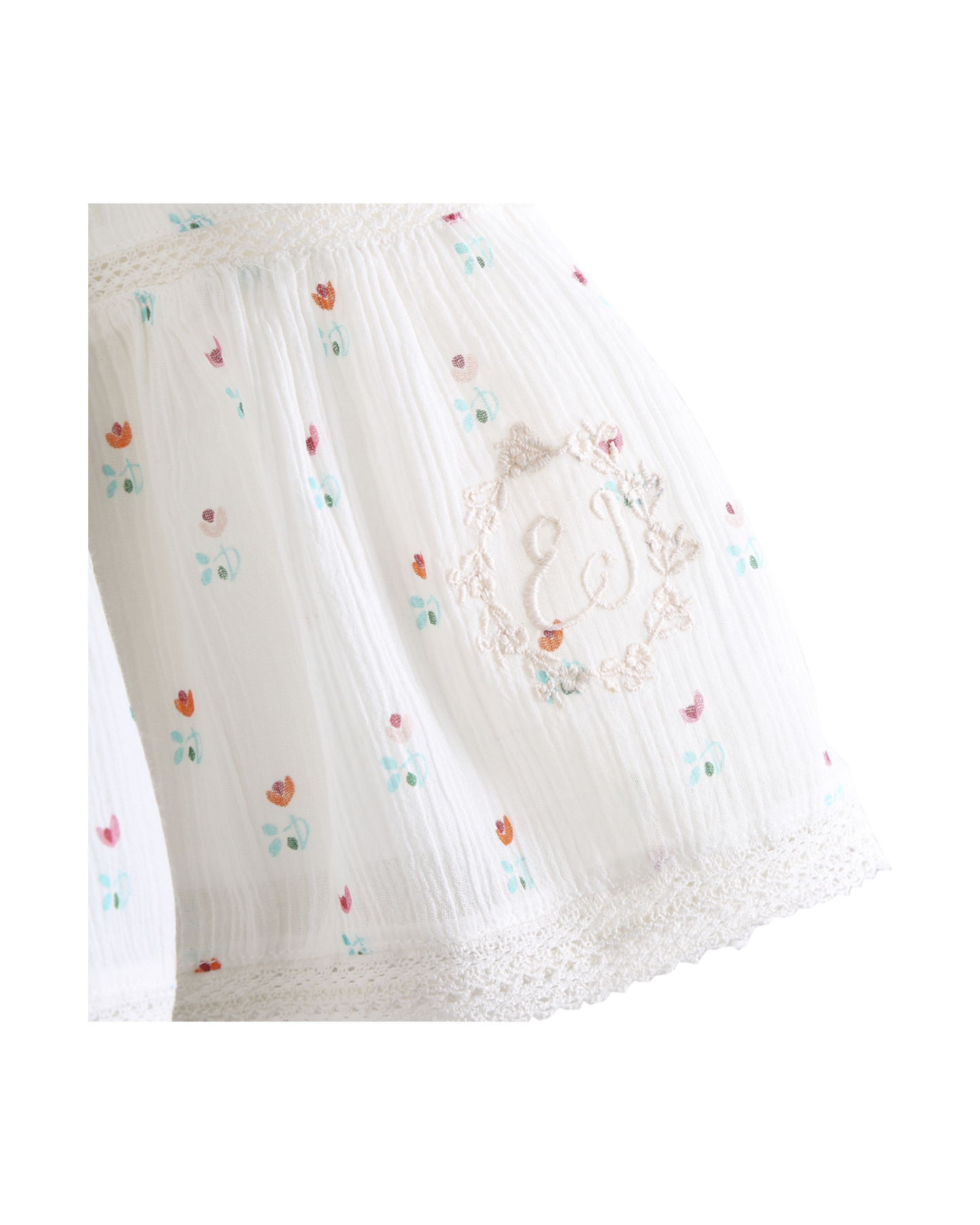 Jupe courte tulipes écru