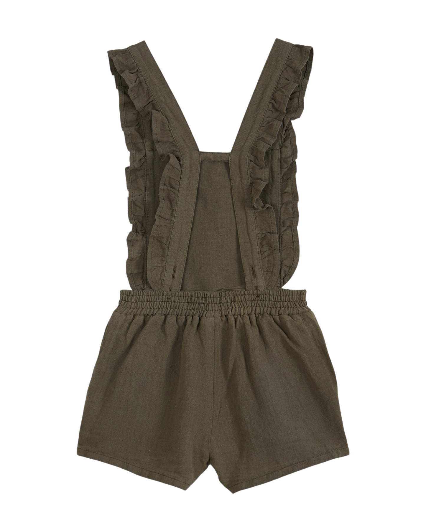 Salopette short coton et lin kaki