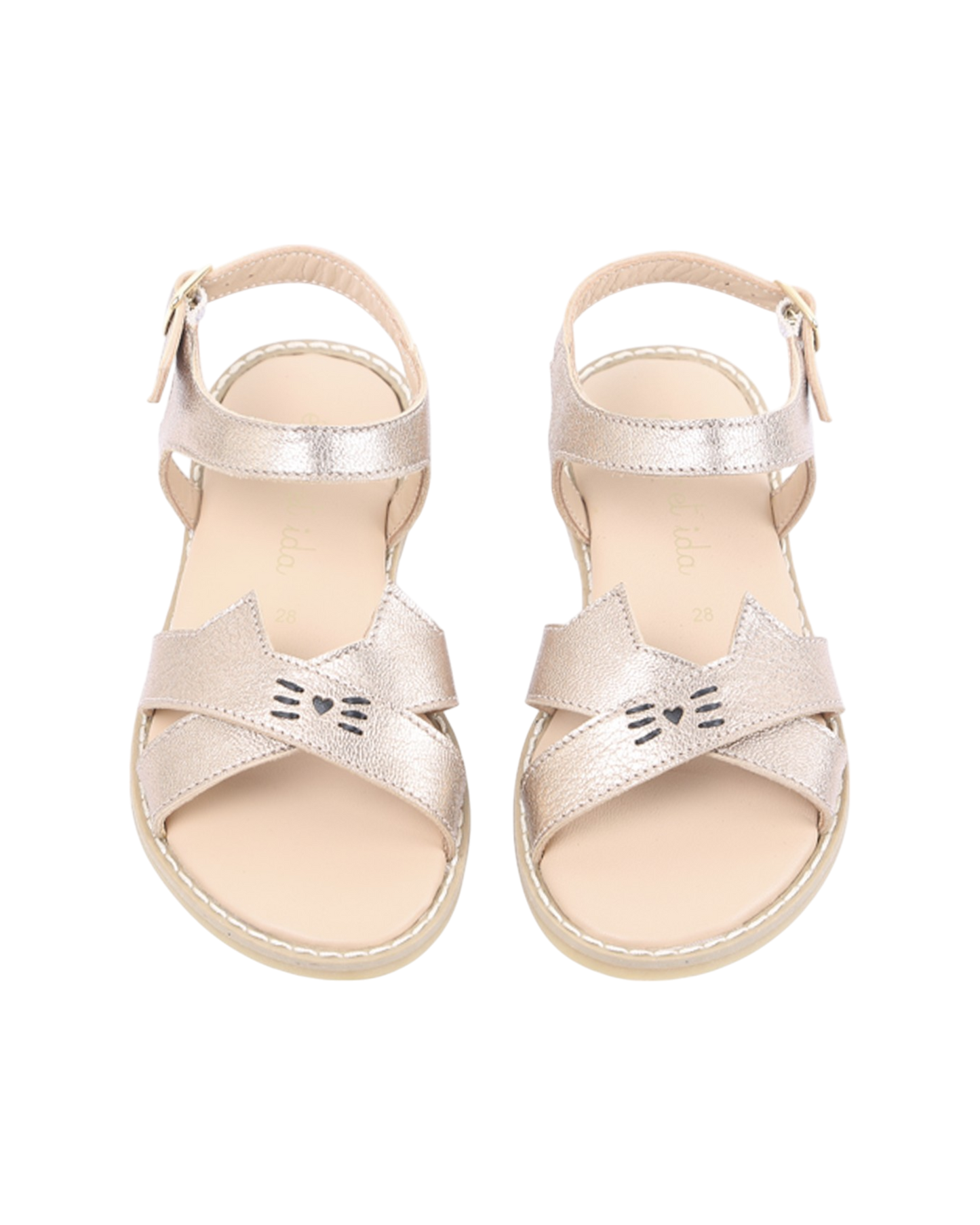 Sandales en cuir chaton doré