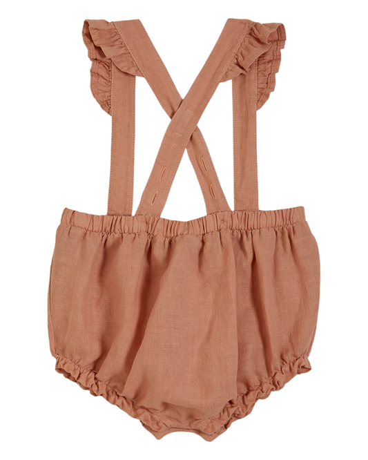 Bloomer à bretelles lin et coton rose