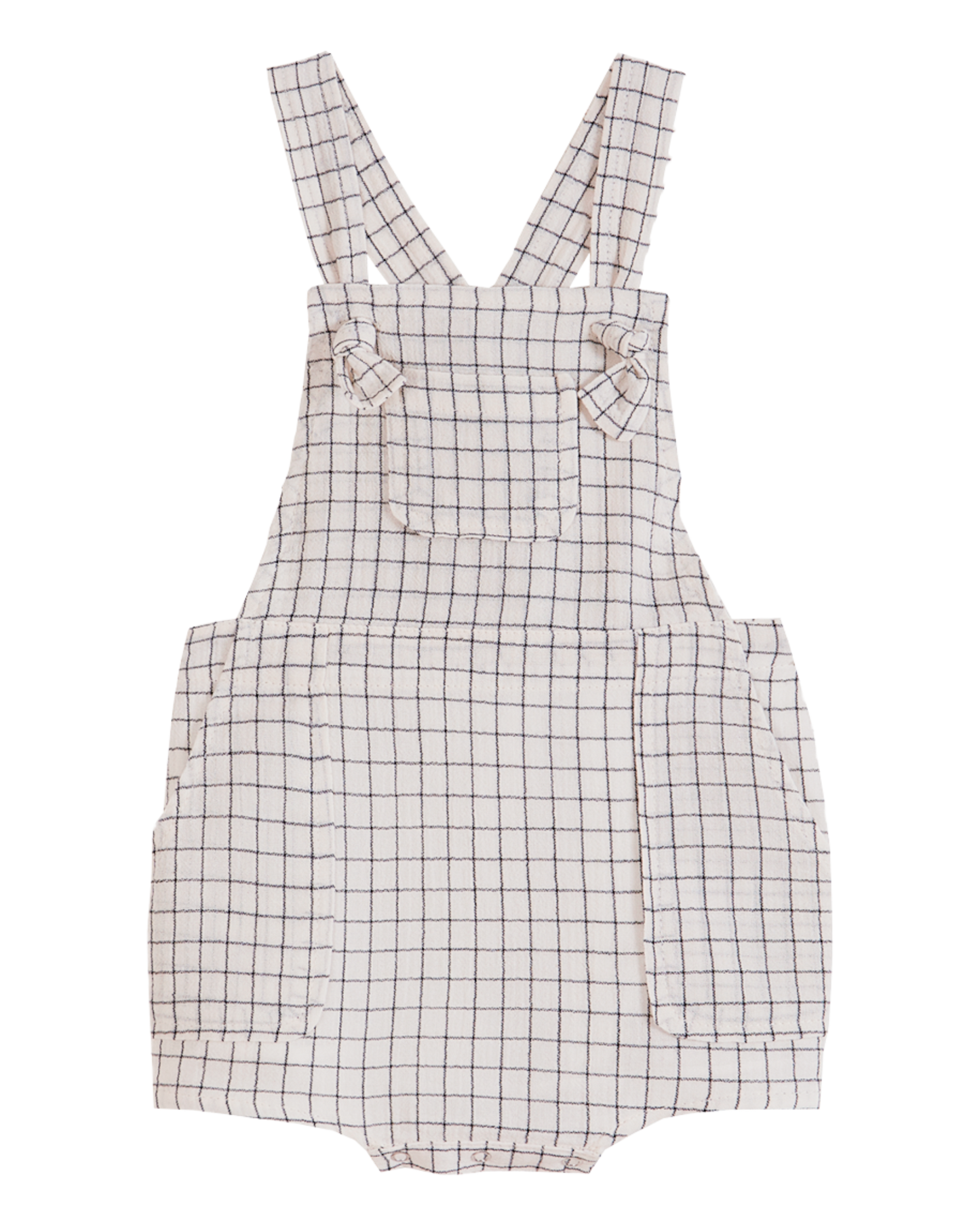 Salopette carreaux crêpe de coton écru