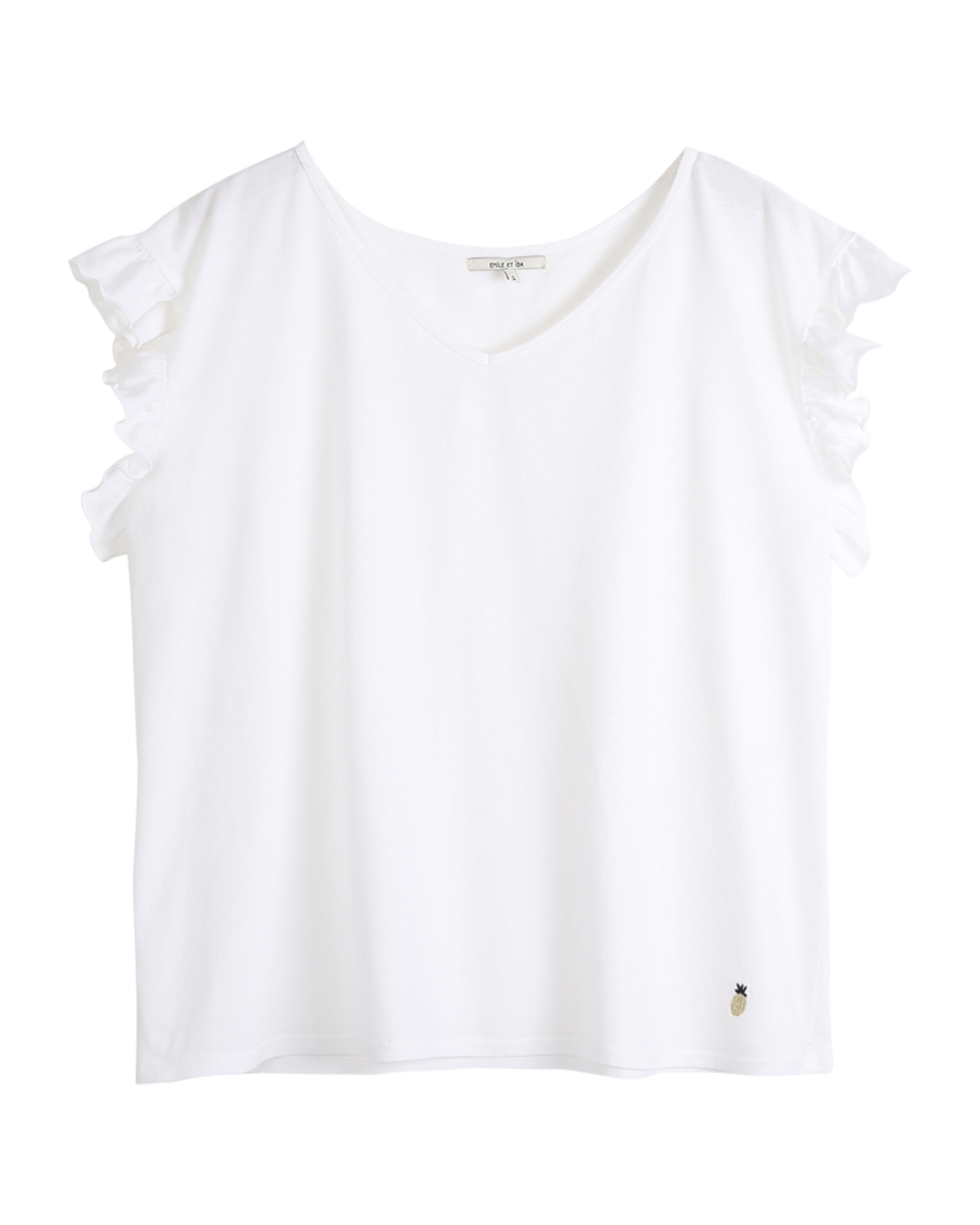 T-shirt à manches volantées écru