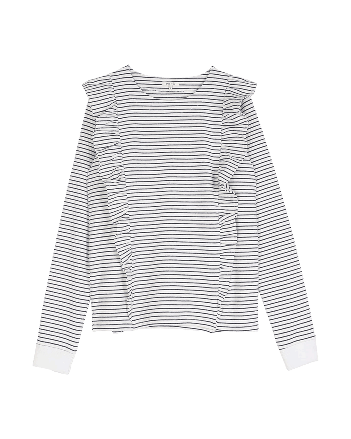 Sweat coton bio volanté rayure marine