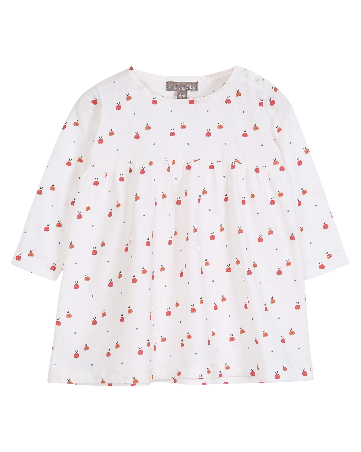 Robe pommes rouges écru