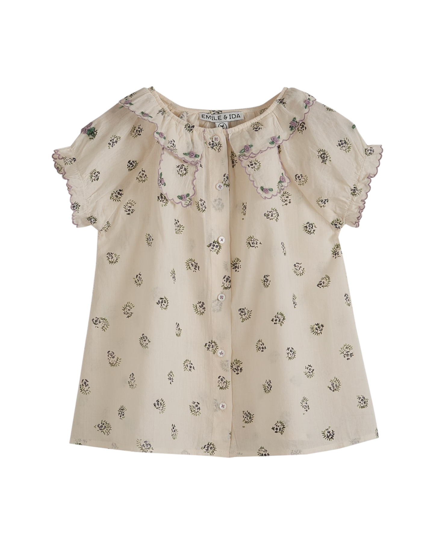 Blouse voile de coton groseille écru
