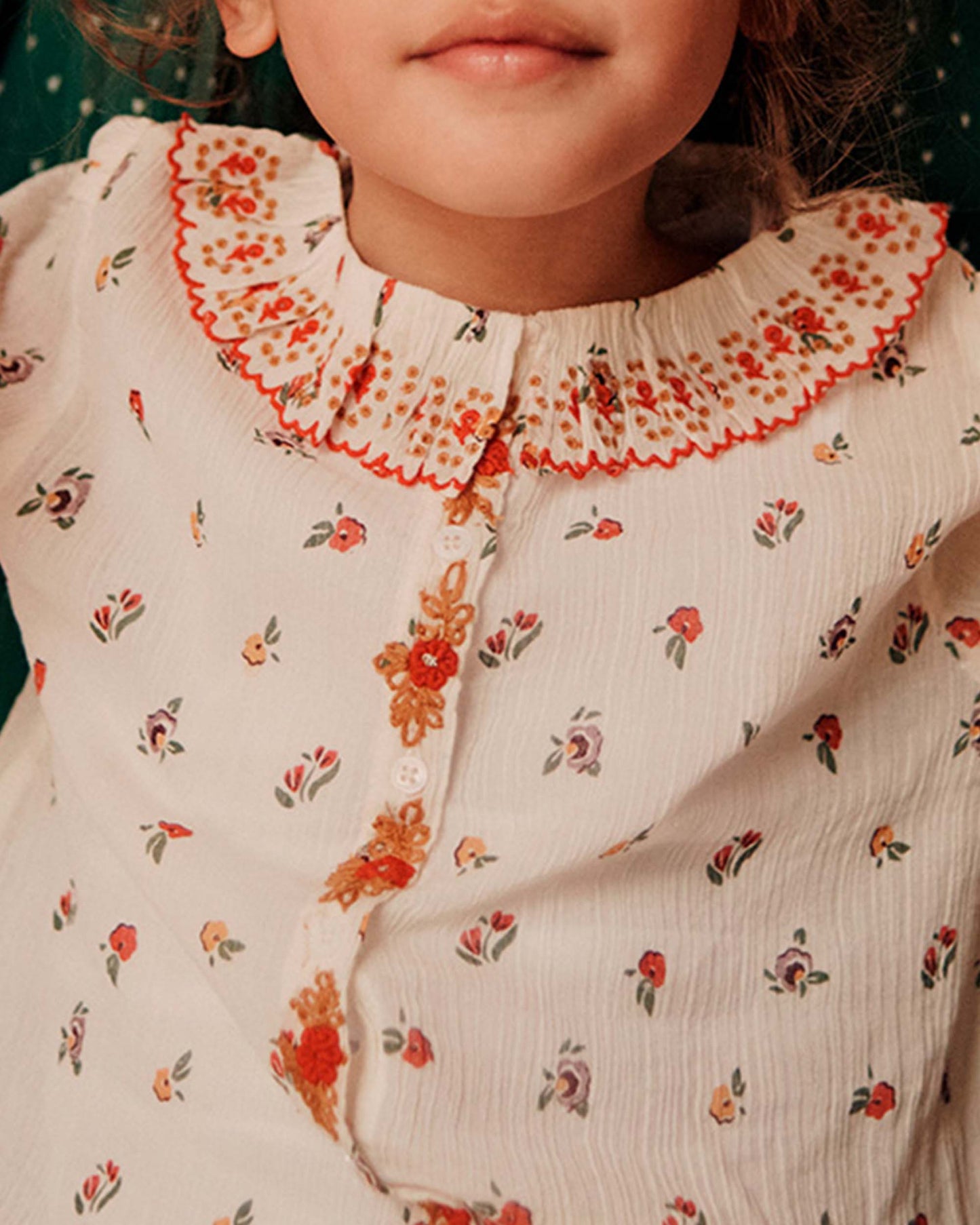 Blouse voile de coton créponné poppy écru