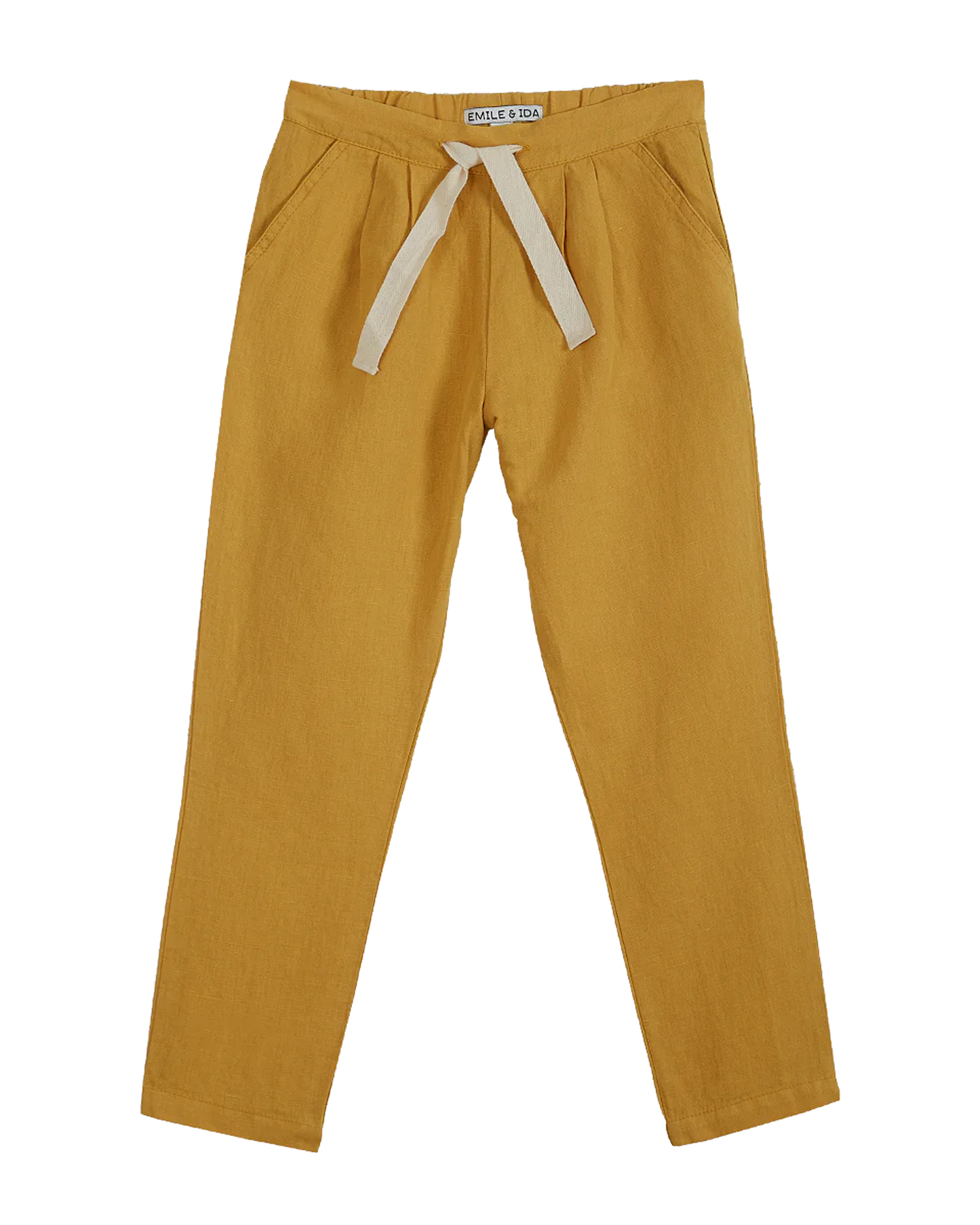 Pantalon lin et coton jaune