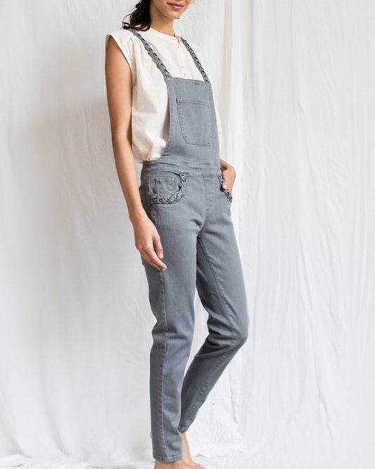 Salopette tressée en coton stretch gris